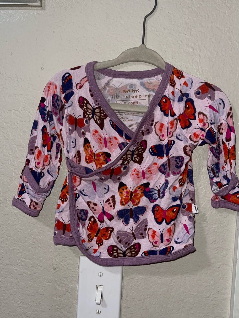Little Sleepies Lavender Butterfly Wrap Top - Kids